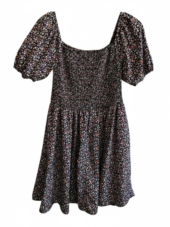 Dresses & Skirts - Cottagecore Black Floral Puff-Sleeve Smocked Dress Sz L